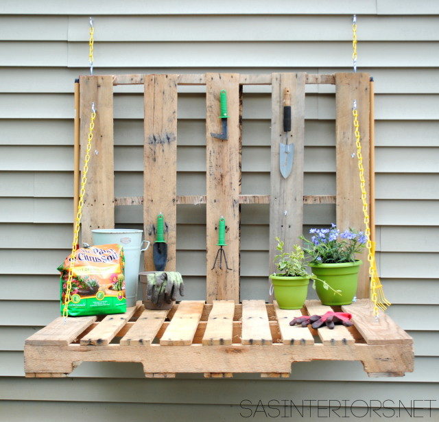 collapsible garden storage pallet table