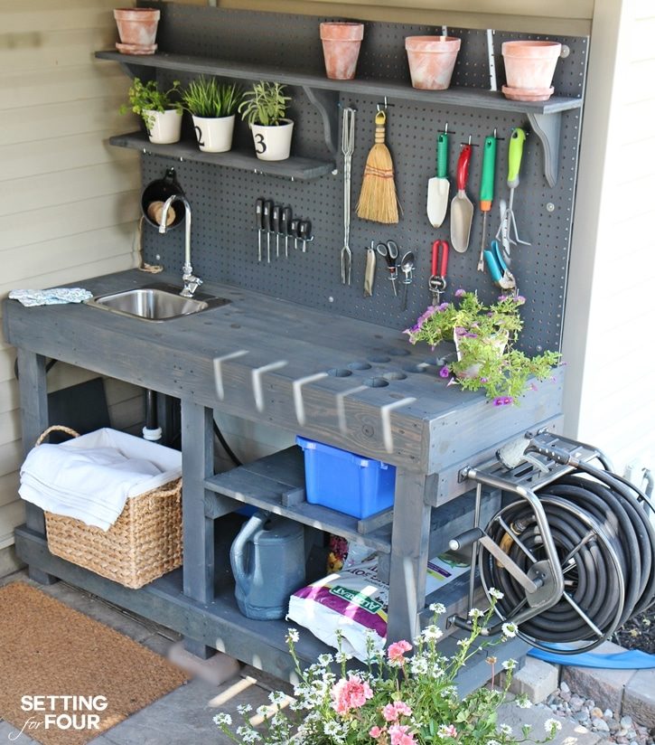 cstom potting garden storage bench